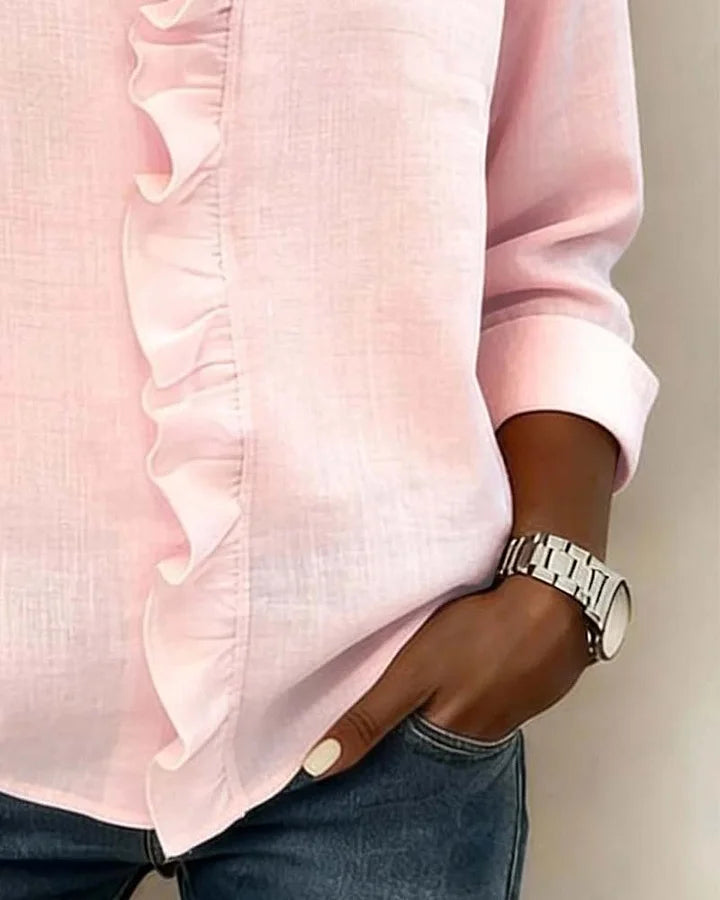 Indie | V-Neck Blouse with Ruffles