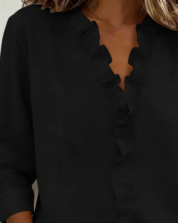 Indie | V-Neck Blouse with Ruffles