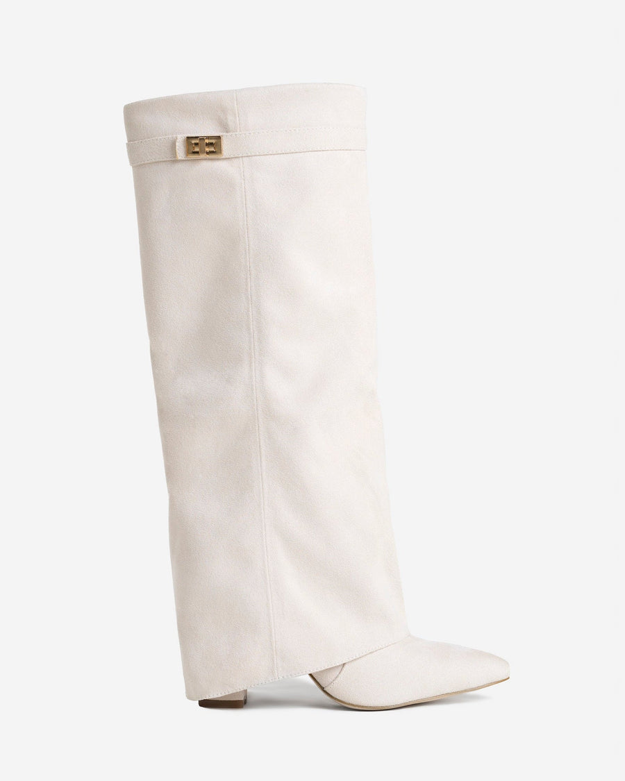 Lavista | Suede Knee High Boots - Creamy