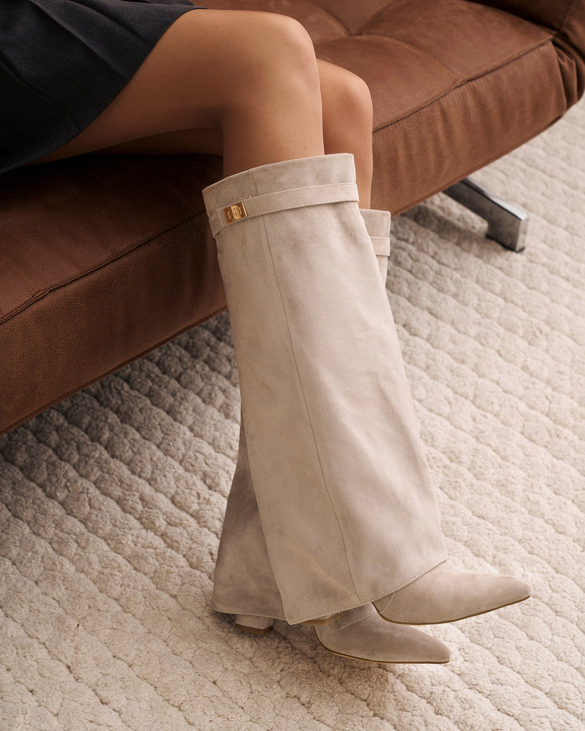 Lavista | Suede Knee High Boots - Taupe
