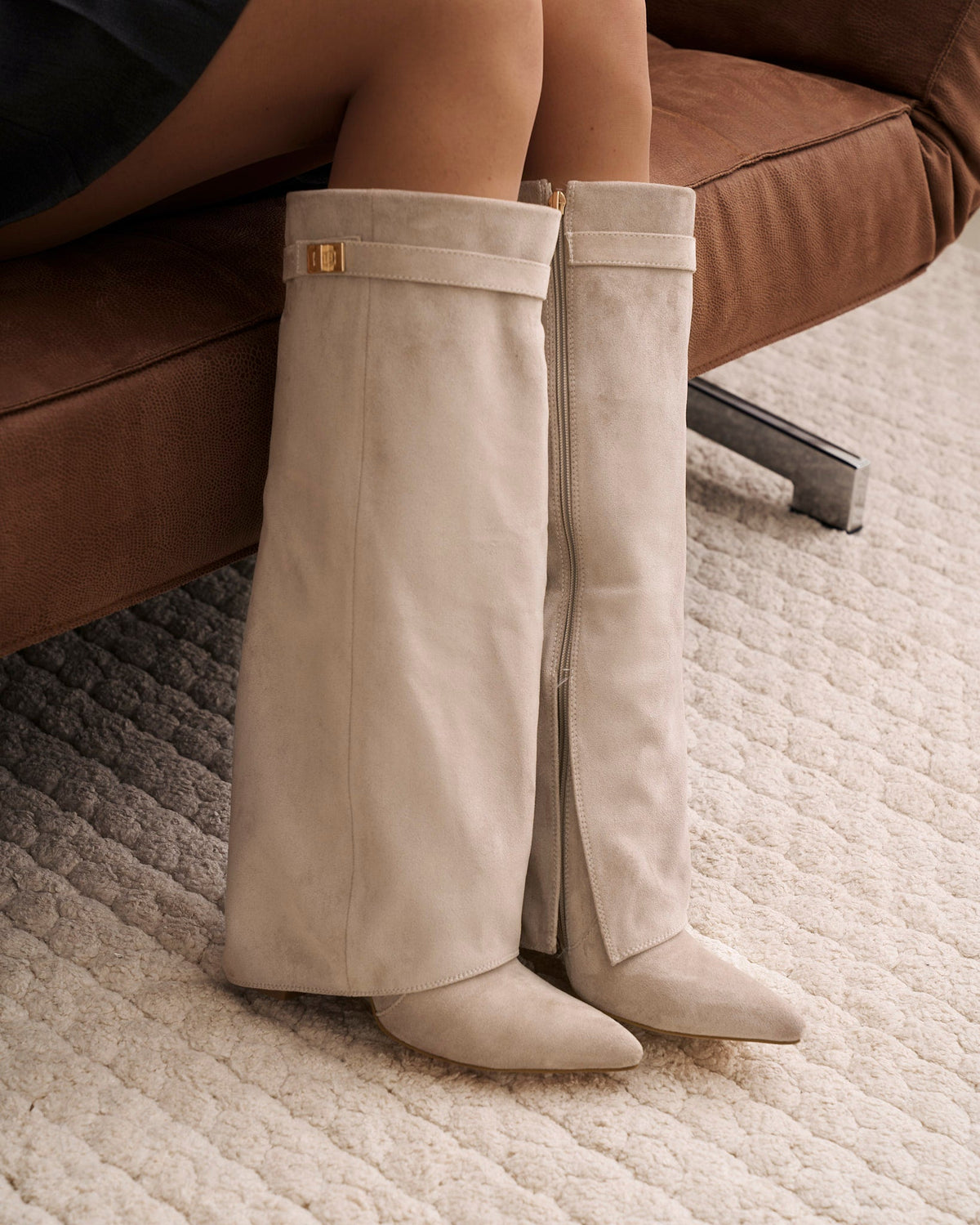 Lavista | Suede Knee High Boots - Taupe