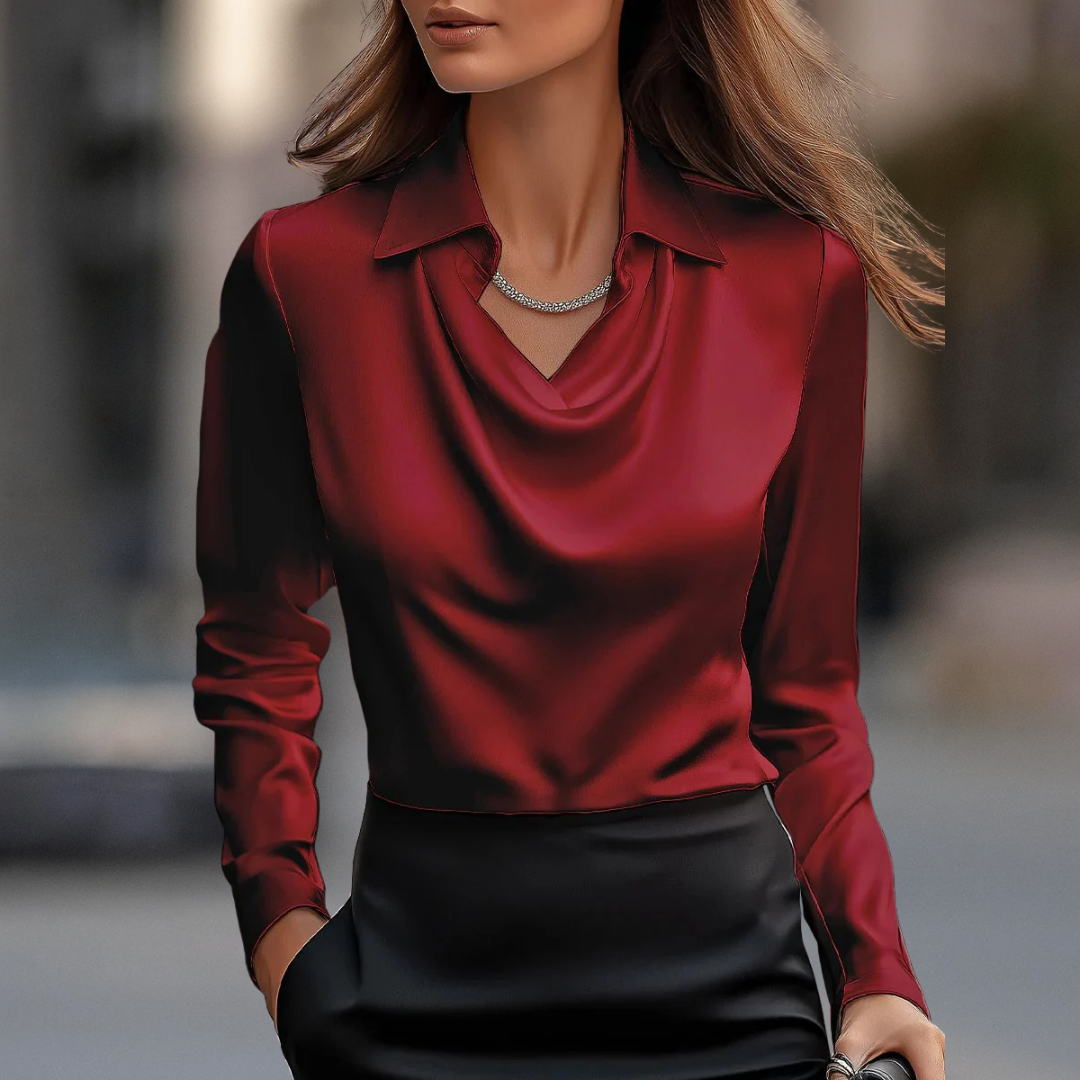 Milan Chic Draped Neck Blouse