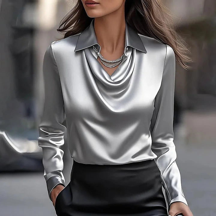 Milan Chic Draped Neck Blouse
