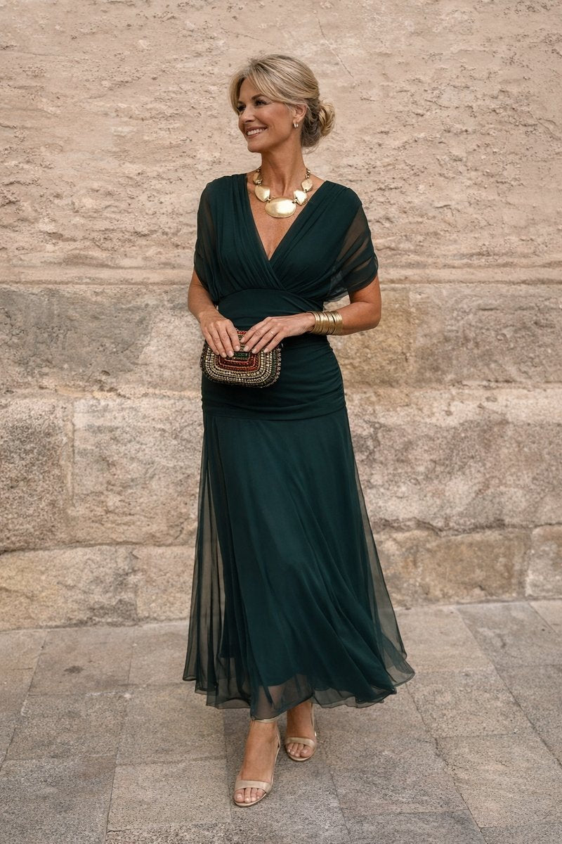 AMELIA | ELEGANT WRAP MAXI DRESS FOR WOMEN